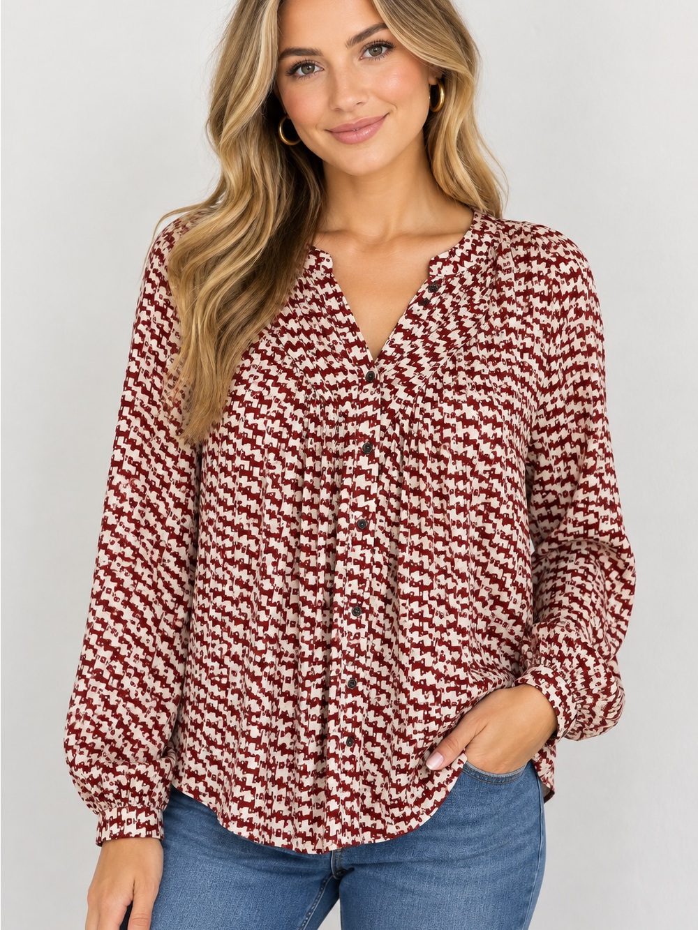 Anthropologie Mauve Romantic Fall Button-Front Blouse XS